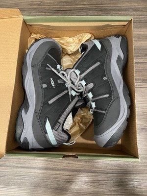 New KEEN Women s Circadia Low Height Hiking Shoes Black/Cloud Blue Size 8.5
