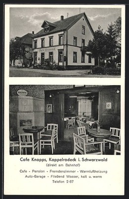 AK Kappelrodeck / Schwarzwald, Cafe Knapps, Innen- und Außenansicht 
