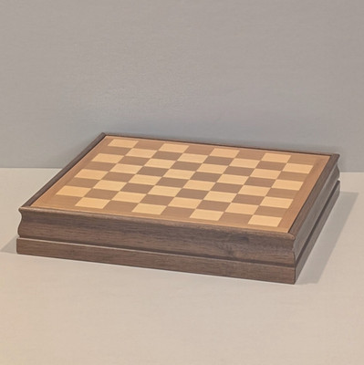 Dal Negro Italy Walnut Wood 10.25'' Chess Checkers Box With Incomplete Set