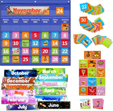 Classroom Calendar Pocket Chart with 88 Cards - Ideal for Homeschool, Classroom