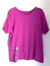 Life is Good Crusher Style Classic Fit Shortsleeve Fushia Floral T-Shirt Wms XL