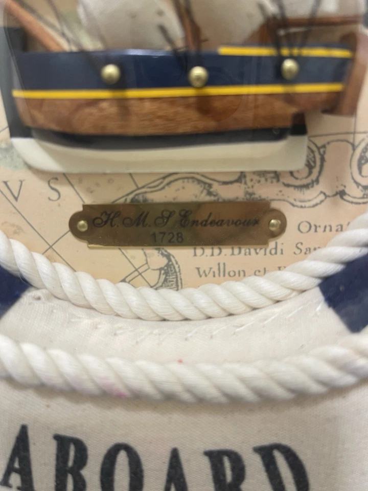 Life Preserver Buoy Decor  HM Endeavor 3D Ship In Middle Welcome Aboard 12" Diam - Изображение 2 из 3