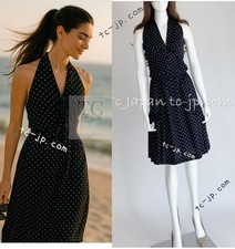 CHANEL 89S Vintage Navy Gray Wool Dot Print Dress by Karl Lagerfeld 34 36 US2 4