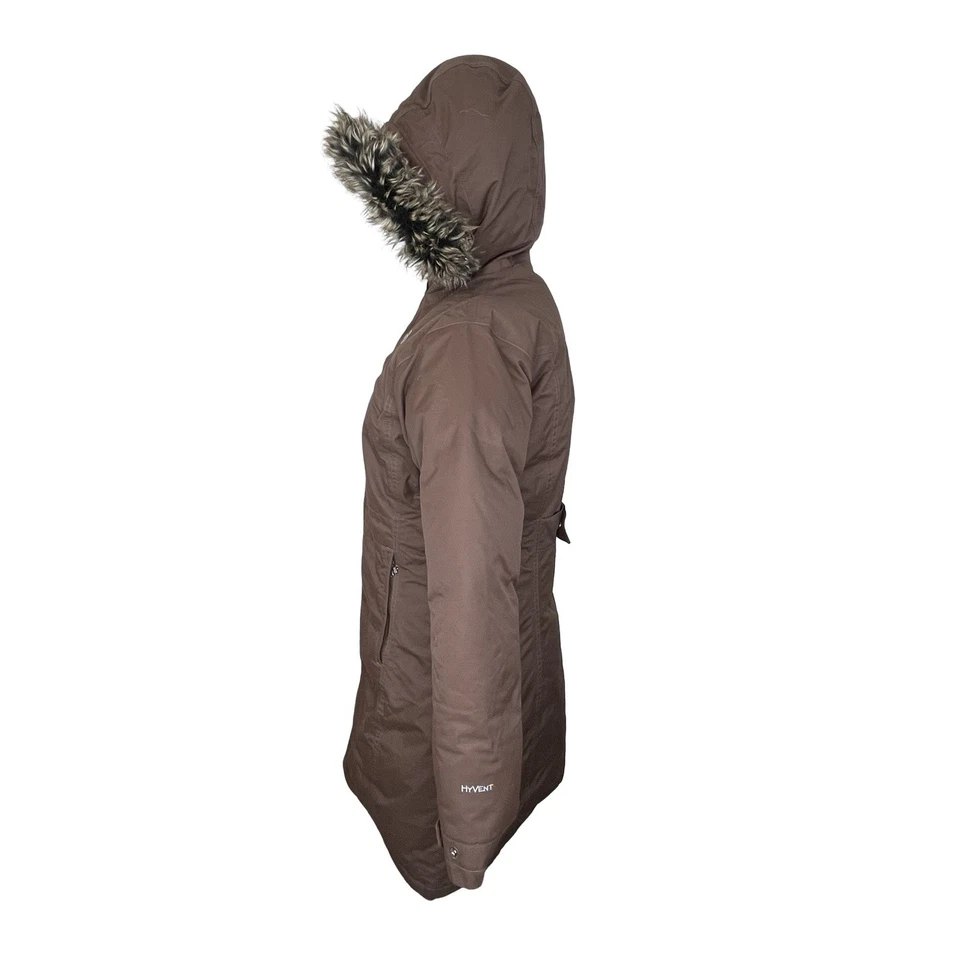 The North Face Women's Down Jacket Hooded Parka Puffer, Size S Brown - Image 3 of 4