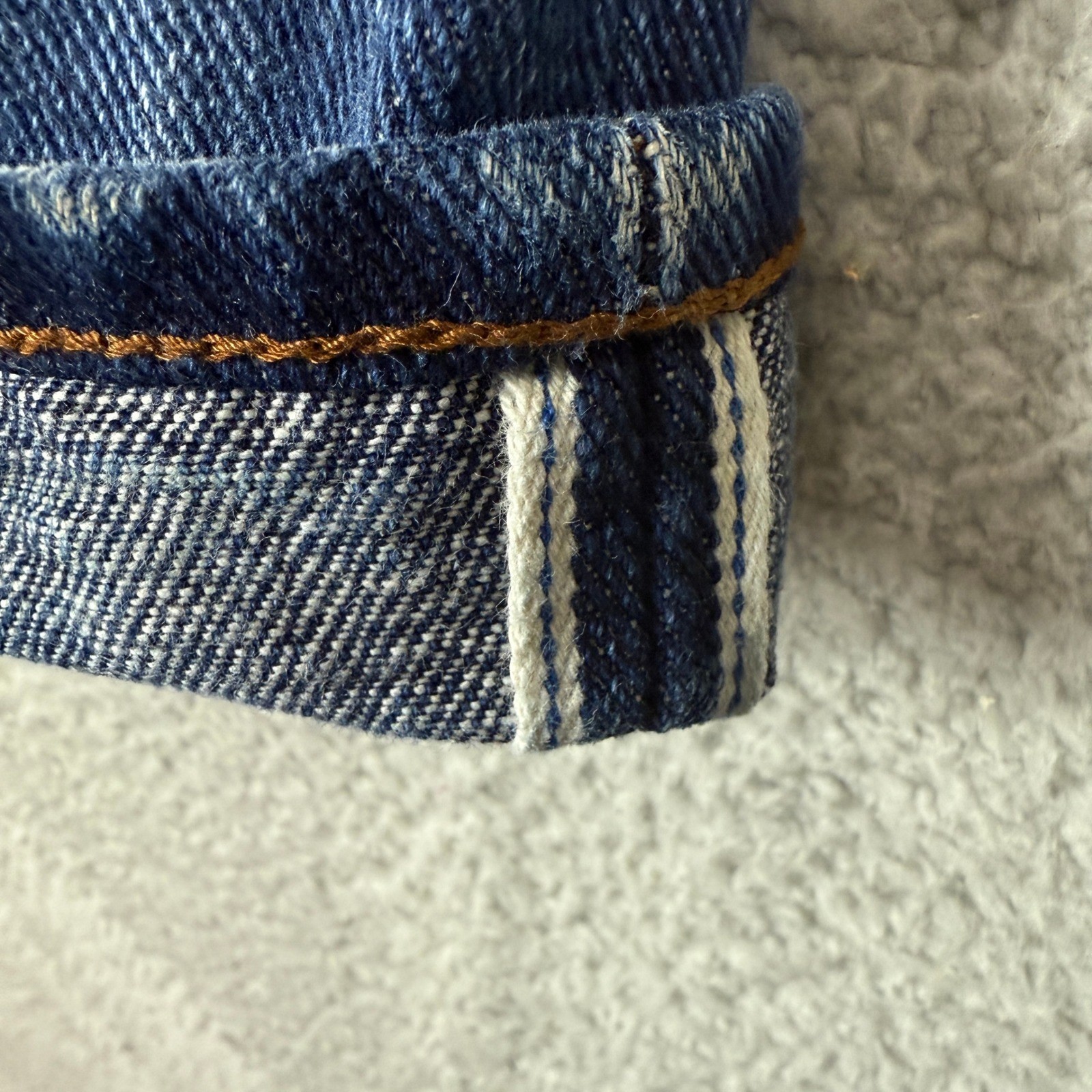 UB221 Mens Tapered Selvedge Jeans Indigo Sz 30 Denim 21oz Button Fly