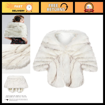 Faux Fur Collar Wrap Scarf Shawl Cape - Elegant Winter Cover Up for Evening Wear