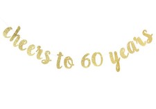 Cheers to 60 Years Banner - Happy 60th Birthday Party Decorations - 60th Wedd...