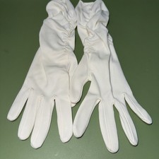 Vintage White Cream Opera Gloves Small Ruched Long Elbow