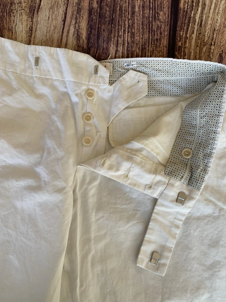 Pantalones de vestir marfil marfil con bolsillos laterales acampanados delanteros planos talla: 44 Foto 4 de 4