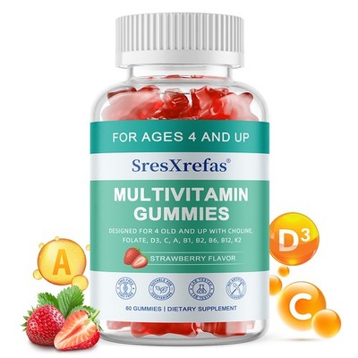 Children Multivitamin Gummies for Brain,Bone,Immune Support 60 Count Strawberry