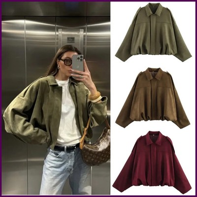 Spring new women's suede texture effect Loose version of fashion lapel