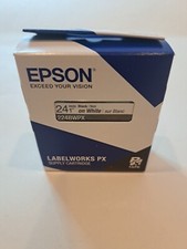 New Sealed Epson 224BWPX 1" Black on White Tape