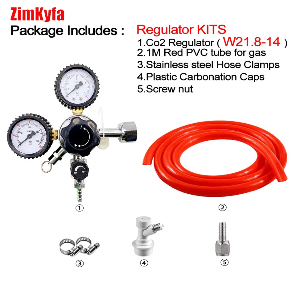 Kit Regolatore CO2 Beer Brewing Dual Gauge Regolatore CO2 CGA320/W21.8 - Immagine 4 di 4