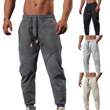 Men's Warm Fleece Sports Trousers Casual Pant with Drawstring Gym Jogger Pants