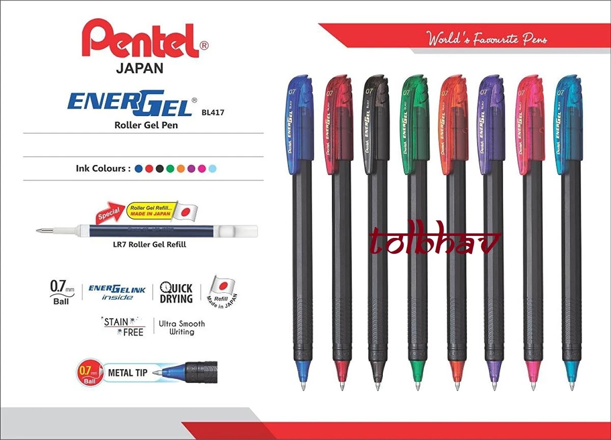 Pentel Click Type Energel 0.7mm Roller Gel Pen - (Blue, Pack of 6)