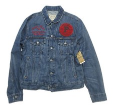 Polo Ralph Lauren Men's Blue Tiger Champs Patch Graphic Denim Jacket