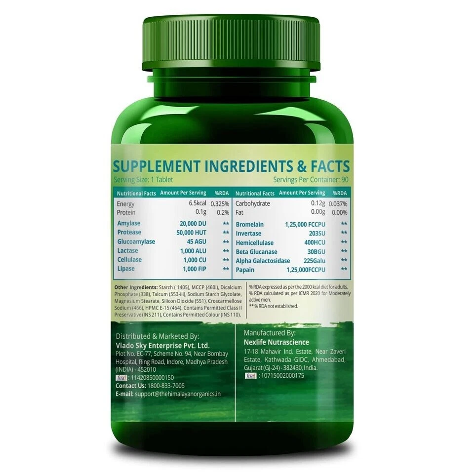 Himalayan Organics Digestive Enzyme with Bromelain & Papain Supplement 90tablets - Image 3 of 4