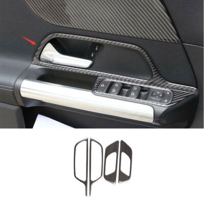 For Benz GLB W247 2020-2022 Carbon Fiber Vinyl Inner Door Handle Frame Trim 4PCS