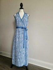 DVF for Target Collared Sleeveless Sea Twig Blue Sweaterknit Midi Wrap Dress M