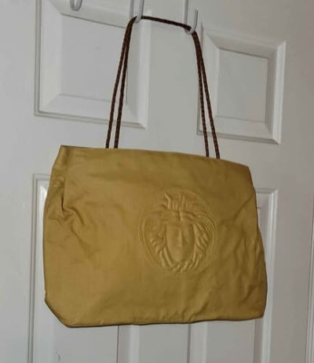 Versace Black/Yellow Barocco Print Coated Canvas Shopper Tote
