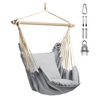 Hanging Chair Outdoor, Grey Garden Swing Seat with Attachments, VonHaus