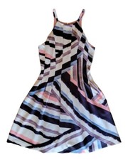 Vince Camuto Multicolor Geo-Print Fit & Flare Dress - Size 6 Pockets Retail $128