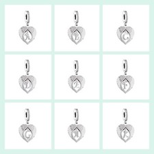 LETTER NAME INITIAL ANGEL WINGS MEMORIAL CHARM 💜 GENUINE 925 STERLING SILVER