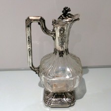 Sp&auml;te 19th Jahrhundert Franz&ouml;sisch Silber & Kristall Weinrot Krug Paris Um 1895