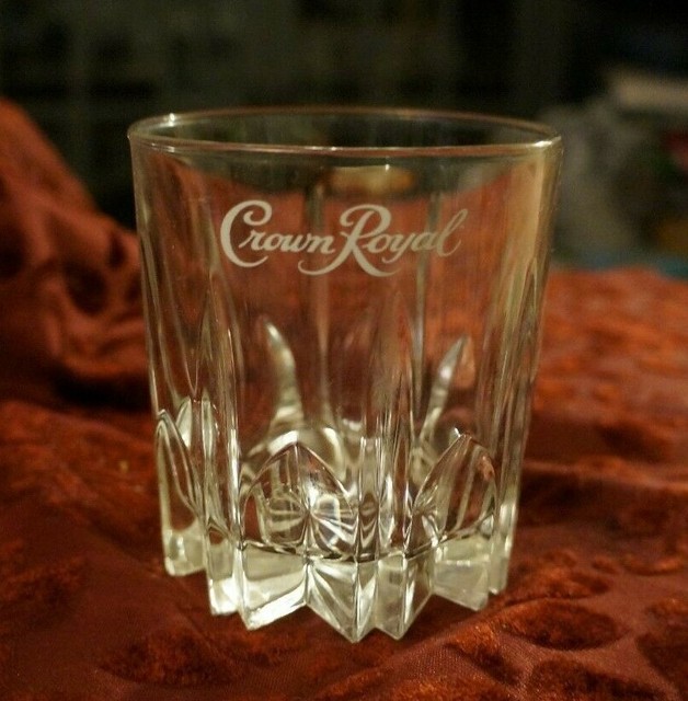 CROWN ROYAL Clear Glass Tumbler Etched Logo Star Point Base ITALY eBay