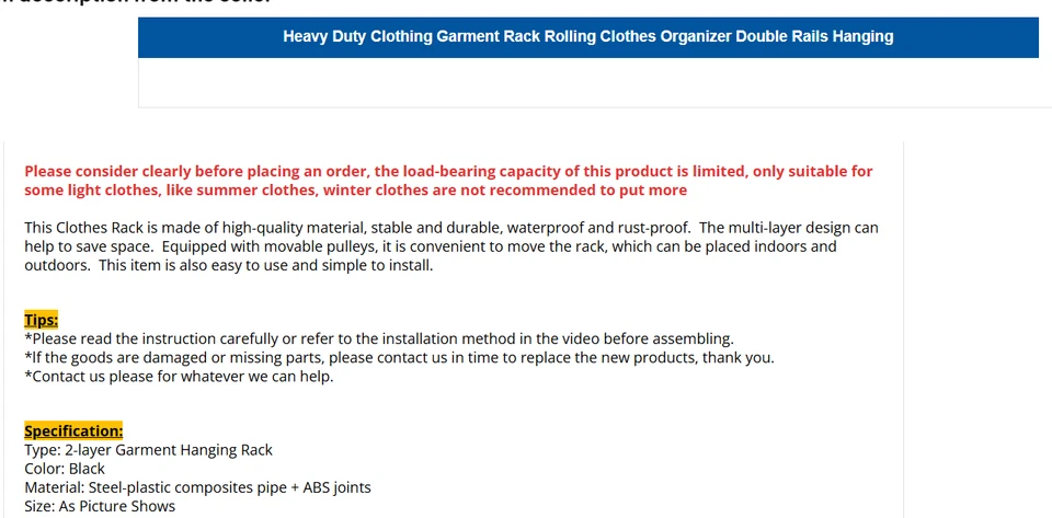 Estante de ropa de alta resistencia organizador de ropa enrollable rieles dobles colgantes Foto 2 de 4