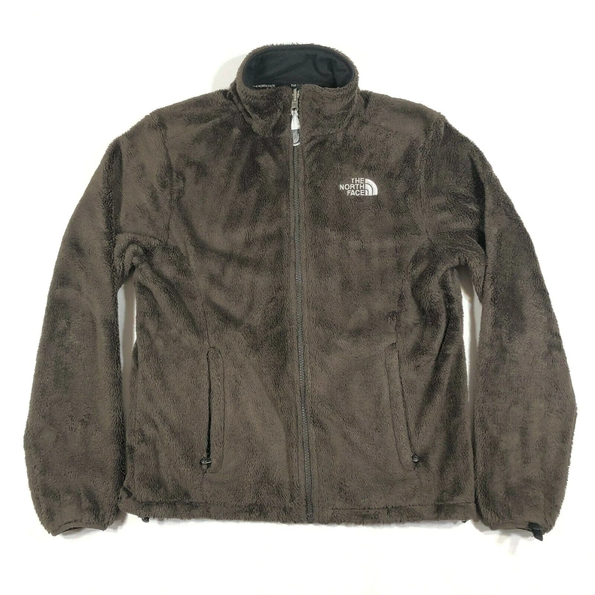 Brown fuzzy north face jacket top