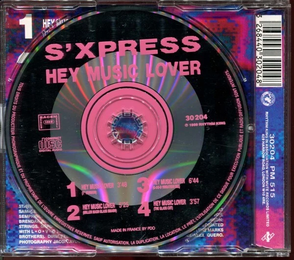 FRENCH CD MAXI SINGLE S' XPRESS HEY MUSIC LOVER RARE COLLECTOR COMME NEUF 1989 - Photo 2/2