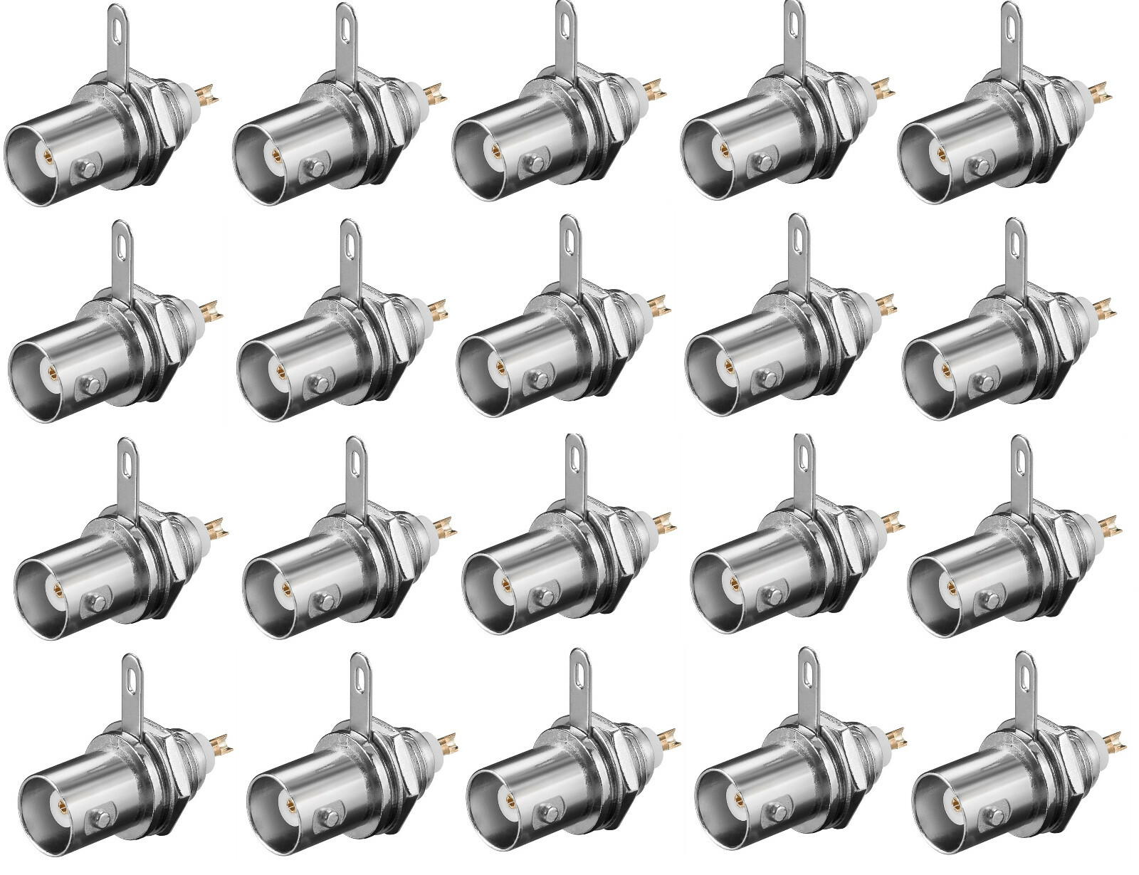 BNC Female Chassis Panel Mount Mounting Socket - Pack of 20 for CCTV etc