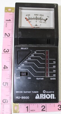 Vintage Micon Guitar Tuner Quartz HU-8600 Arion uses a Crystal Oscillator