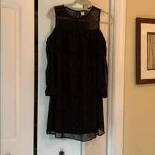Old Navy Womens Mini Dress Size Small Petite PS Black Cold Shoulder Sheath Black