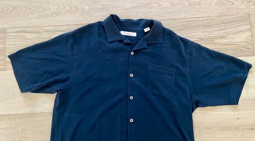 Tommy Bahama Men's 100% Silk Short Sleeve Button Down Shirt Sz XL Black RN 86549 - Picture 7 of 8
