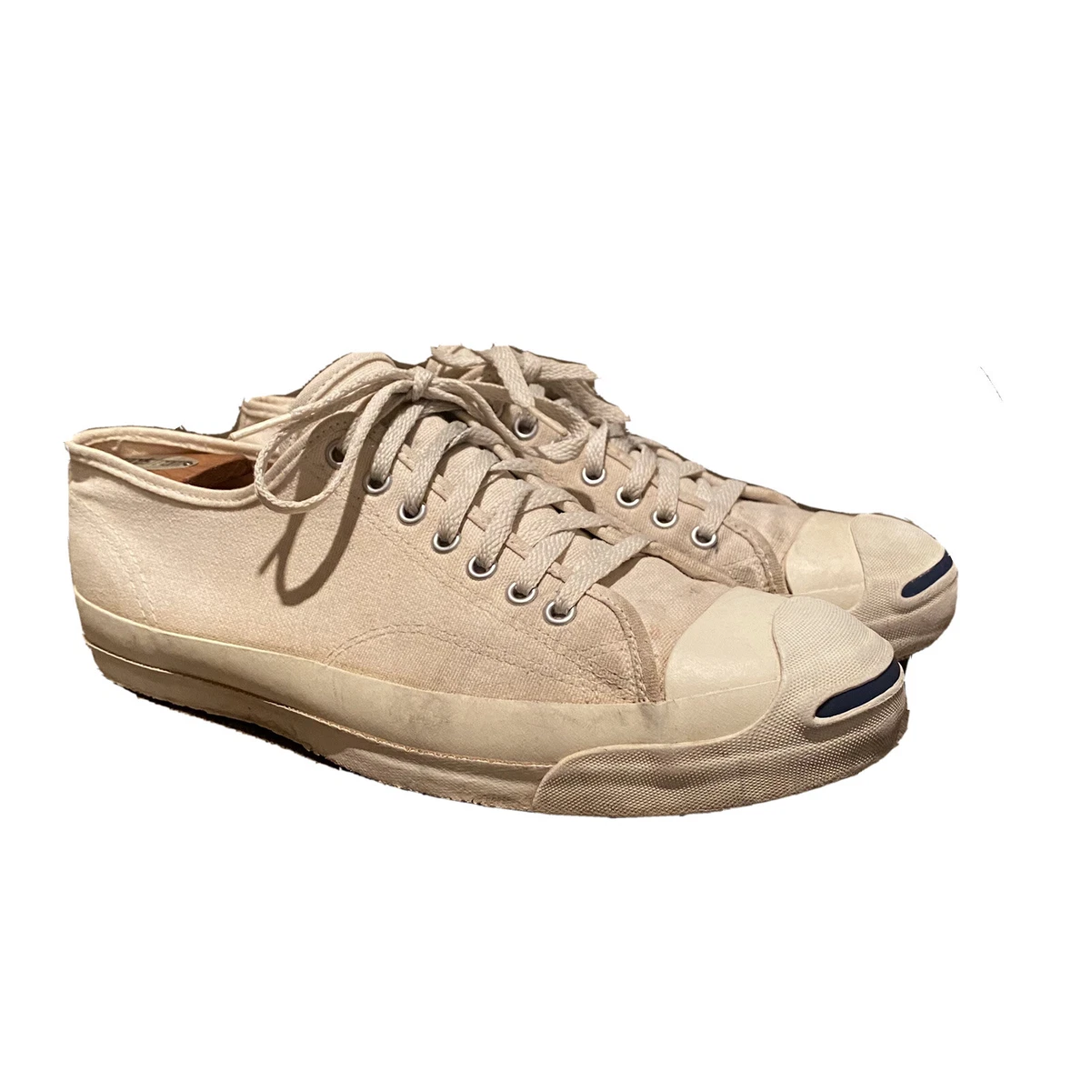 Vintage RARE 70s Converse JACK PURCELL Canvas shoes 10.5 white Classic Usa made
