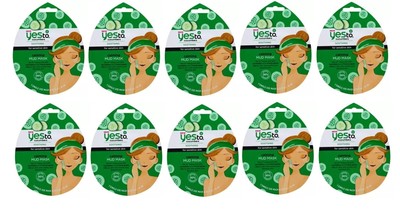 (Pack 10) Yes To Cucumber Calming Mud Mask Single Use Soothing Face Mask 0.33 Oz