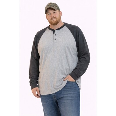 The Foundry Henley Shirt Mens 2XLT Gray Long Sleeve Raglan Casual Gorpcore