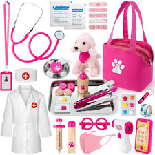 Doctor Kit for Girls, 36 Pcs Veterinarian Playset for Kids, Doctor Kit for Toddl
