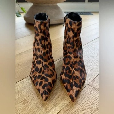 Gianni Bini Booties 7 Brown Leopard Print Georgina Pointy Kitten Heel New $140