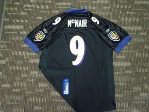 SEWN STEVE McNAIR #9 BALTIMORE RAVENS REEBOK NFL GAME FOOTBALL JERSEY 52 $300++