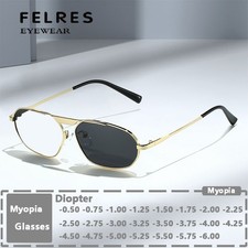 Metal Photochromic Myopia Nearsighted Glasses Women Fashion Polygon Sunglasses