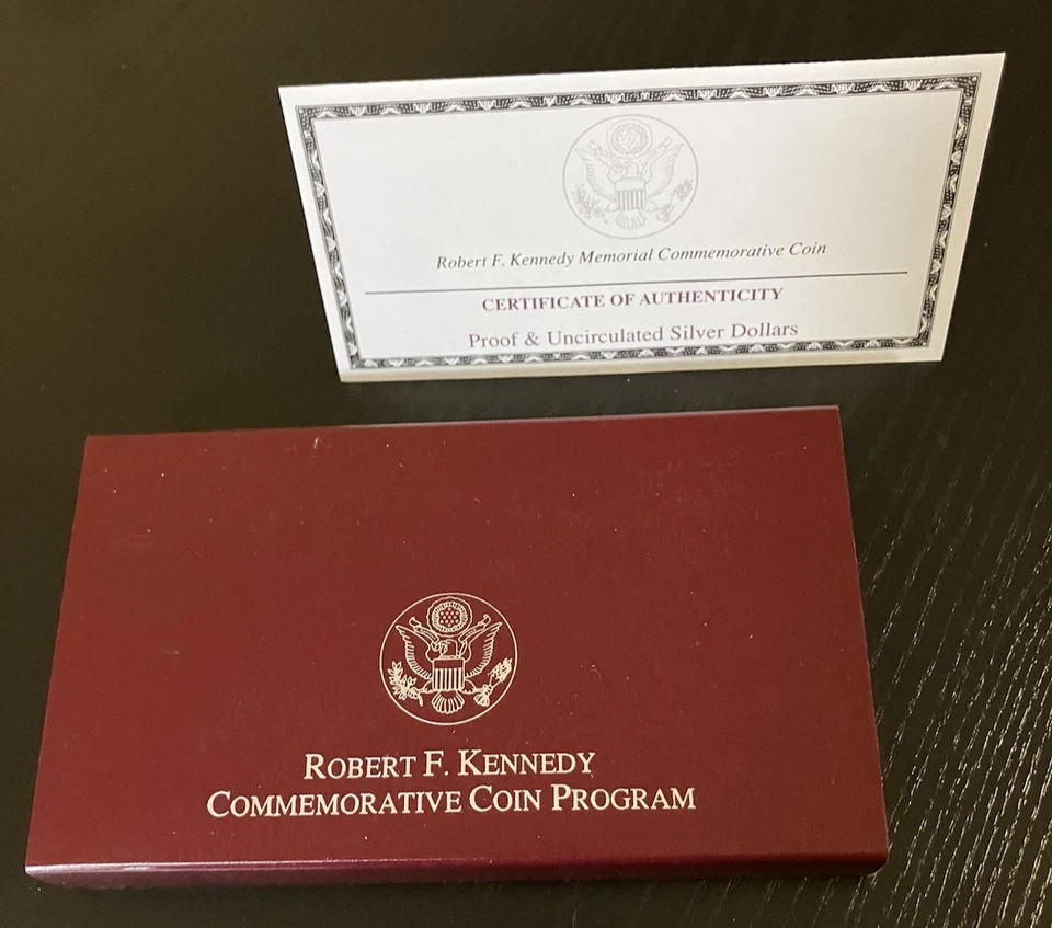 1998 Robert F. Kennedy Commemorative Coin Program Proof & UNC. 2 Silver Dollars - Image 2 of 3