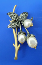 Vintage Joan Rivers Signed Brooch Silver Gold...