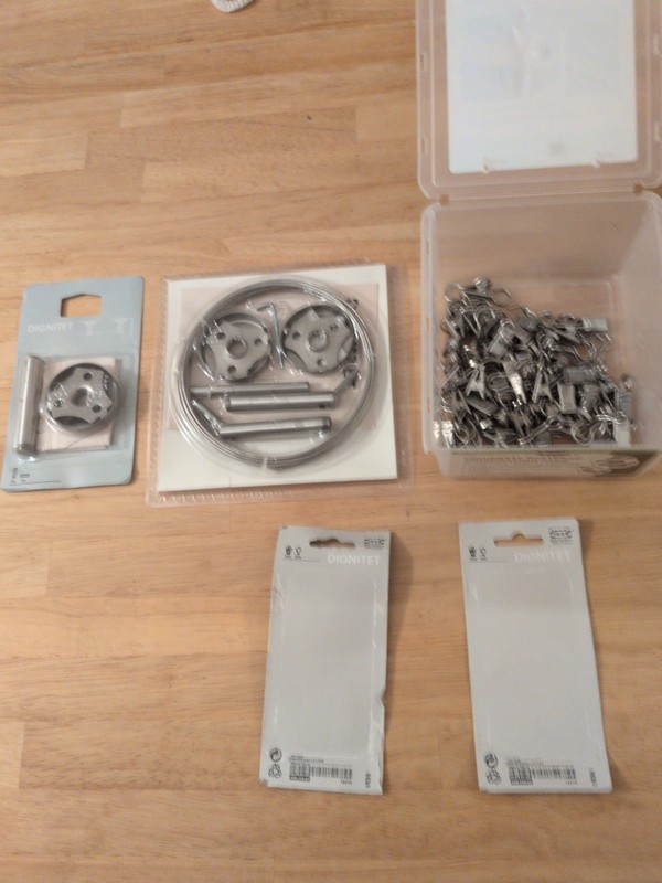 Ikea Dignitet Curtain Wire Rod Set Stainless Steel w 48 Clips 600.752.95 5m/197"