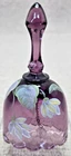 Vintage Fenton Purple 4.5" Glass Bell Hand Painted Flowers Signed by Artist