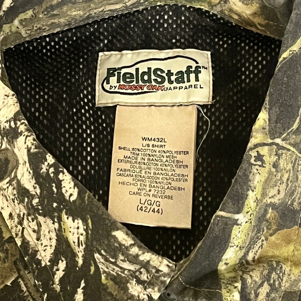 FieldStaff by Mossy Oak Camo Long Sleeve Button Up Shirt L/G Hunting Outdoor - Image 4 of 4