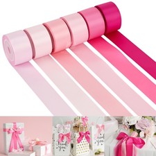 Pink Satin Ribbon 1 inch Baby/Light/Hot Pink Double-Faced Satin Ribbons for F...