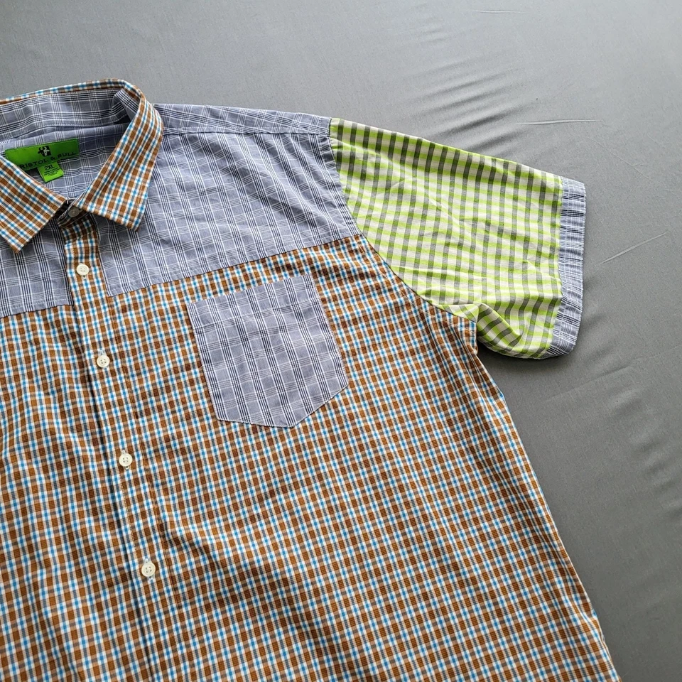 Camisa Bristol & Bull Para Hombre 2XL Manga Corta Botones Bolsillo Cuadros Multicolor Foto 3 de 4